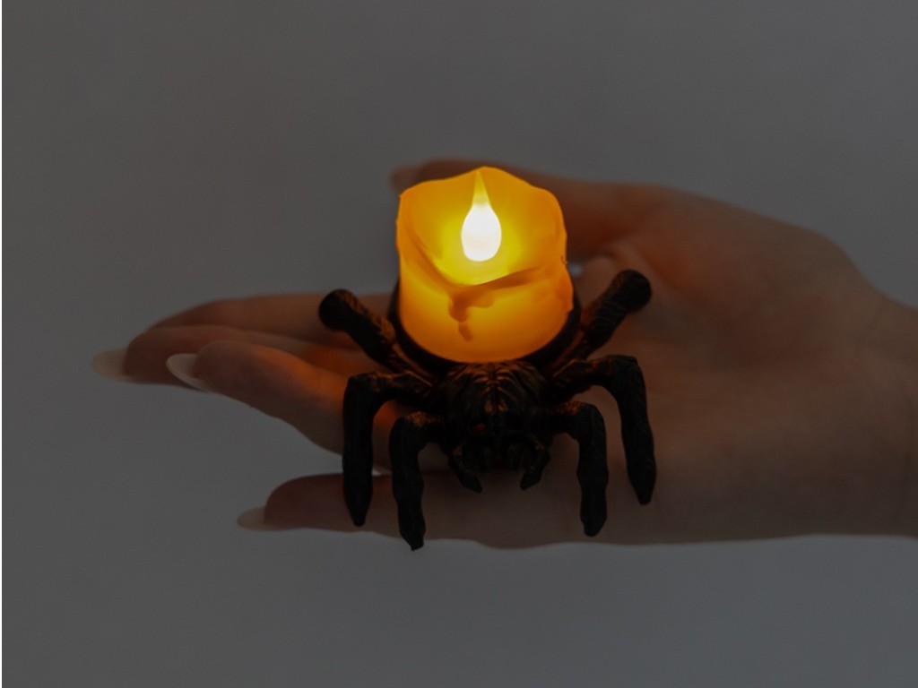 Свеча светодиодная (LED) Волшебное пламя, 5 см, с пауком, пластик