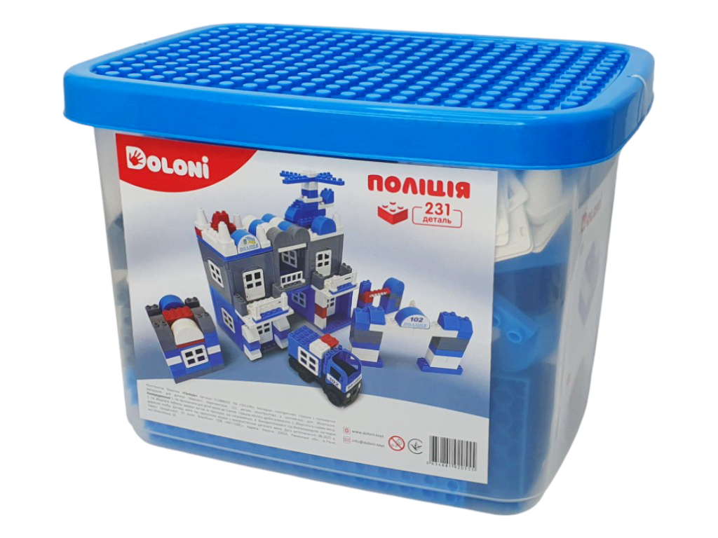 Конструктор блочный Полиция 231 деталь, в пластиковом боксе, Doloni Toys