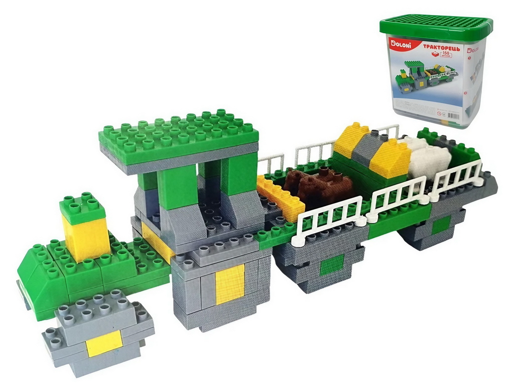 Конструктор Трактор, 150 деталей, в пластиковом боксе, Doloni Toys 013888/04