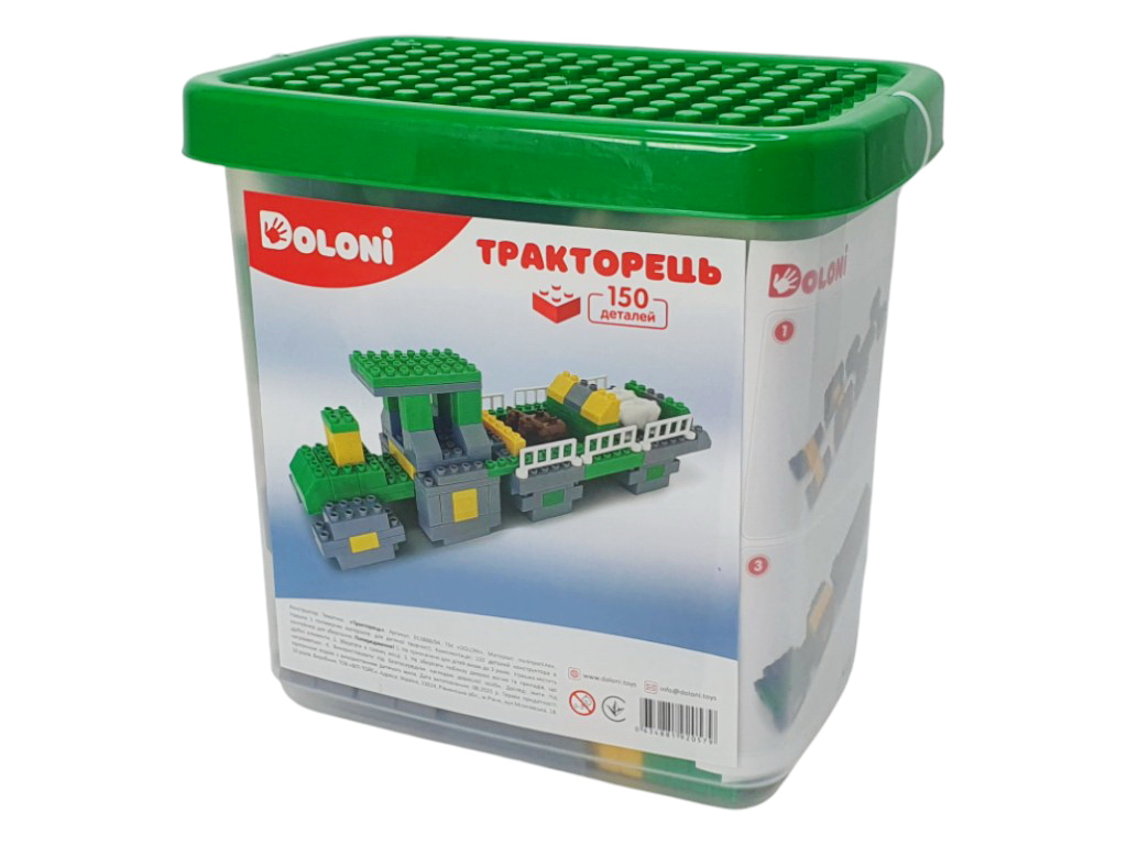 Конструктор Трактор, 150 деталей, в пластиковом боксе, Doloni Toys 013888/04