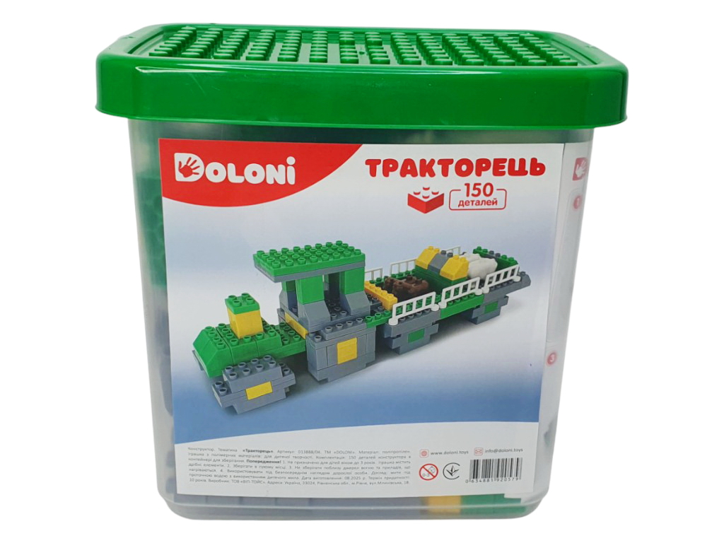 Конструктор Трактор, 150 деталей, в пластиковом боксе, Doloni Toys 013888/04