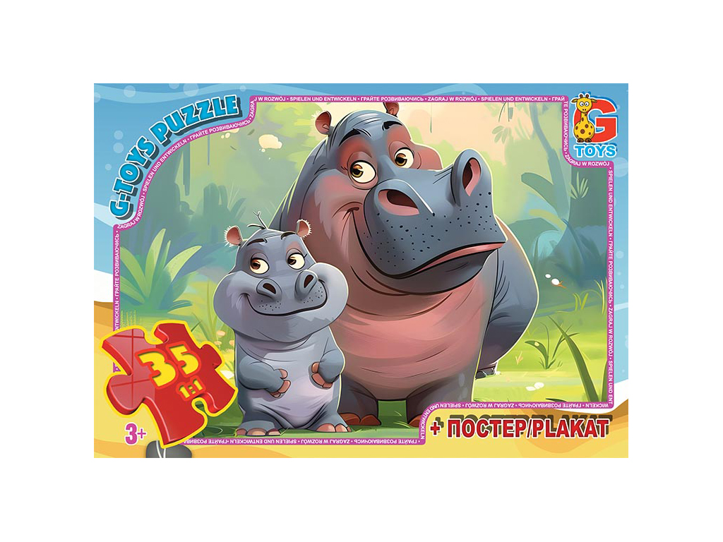 Пазлы картонные Зверята со всего мира, 35 элементов, G-Toys AG02