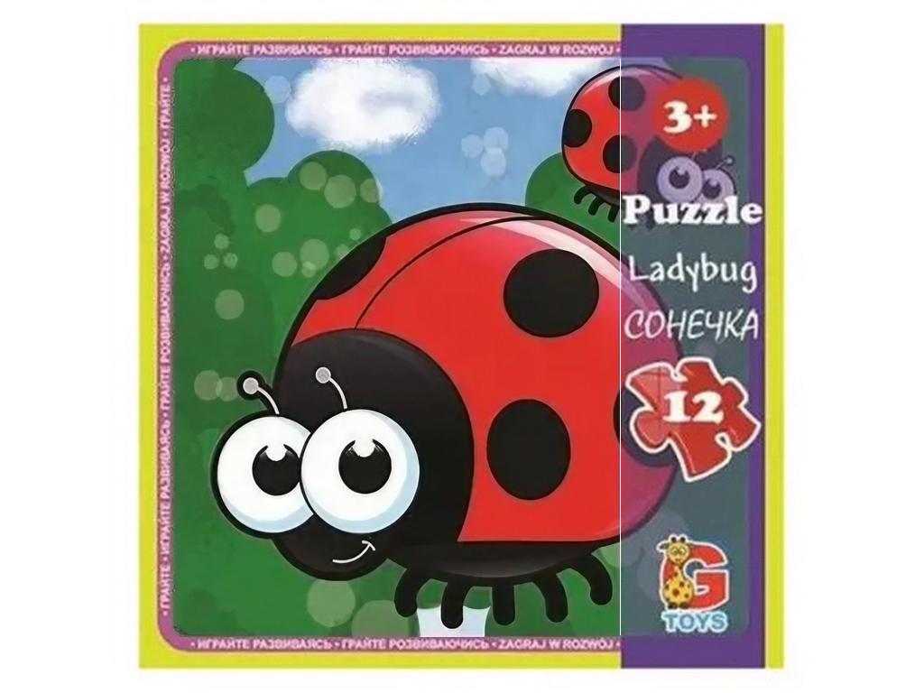 Пазлы картонные Божьи коровки, 12 элементов, G-Toys