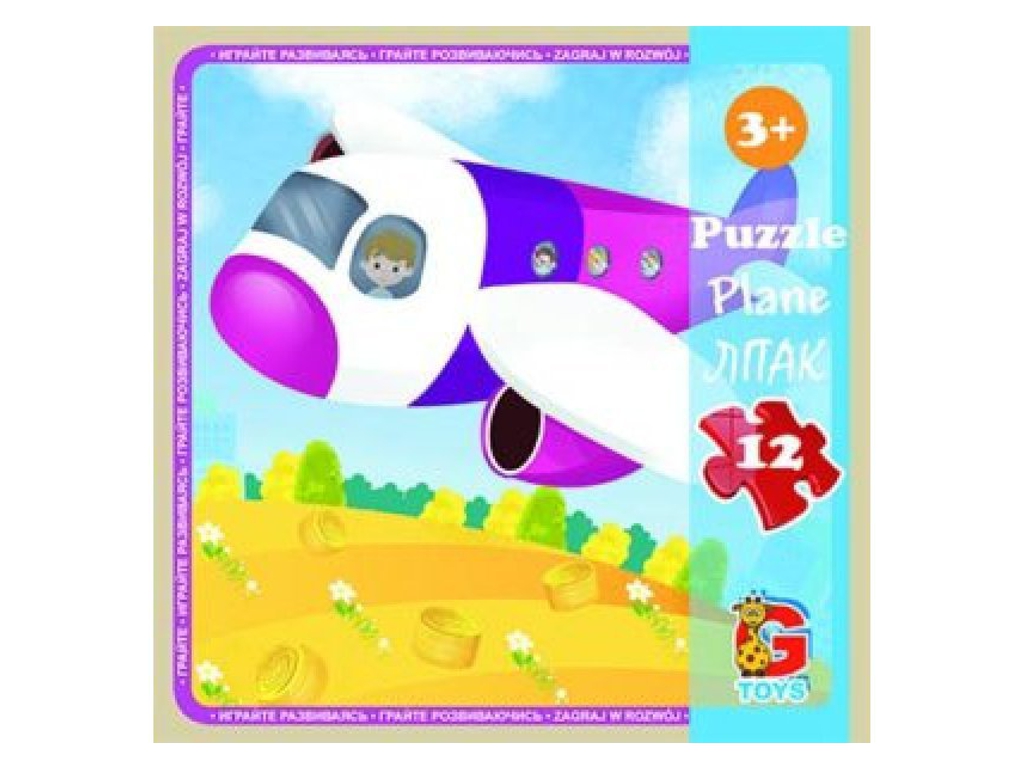Пазли картонні Літак, 12 елементів, G-Toys LT02