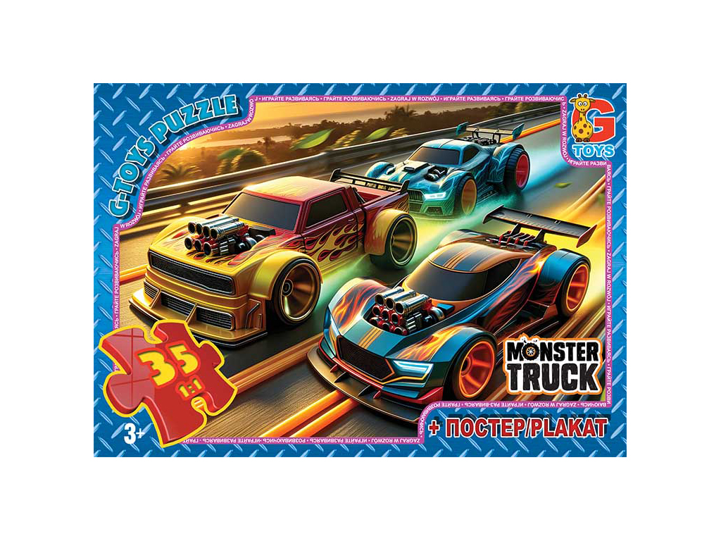 Пазлы картонные Monster Truck, 35 элементов, G-Toys MT181