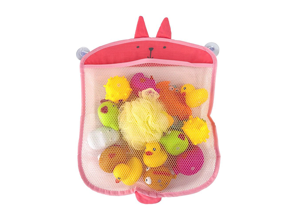 Сетка органайзер для хранения игрушек в ванной. Розовый. MegaZayka 0916