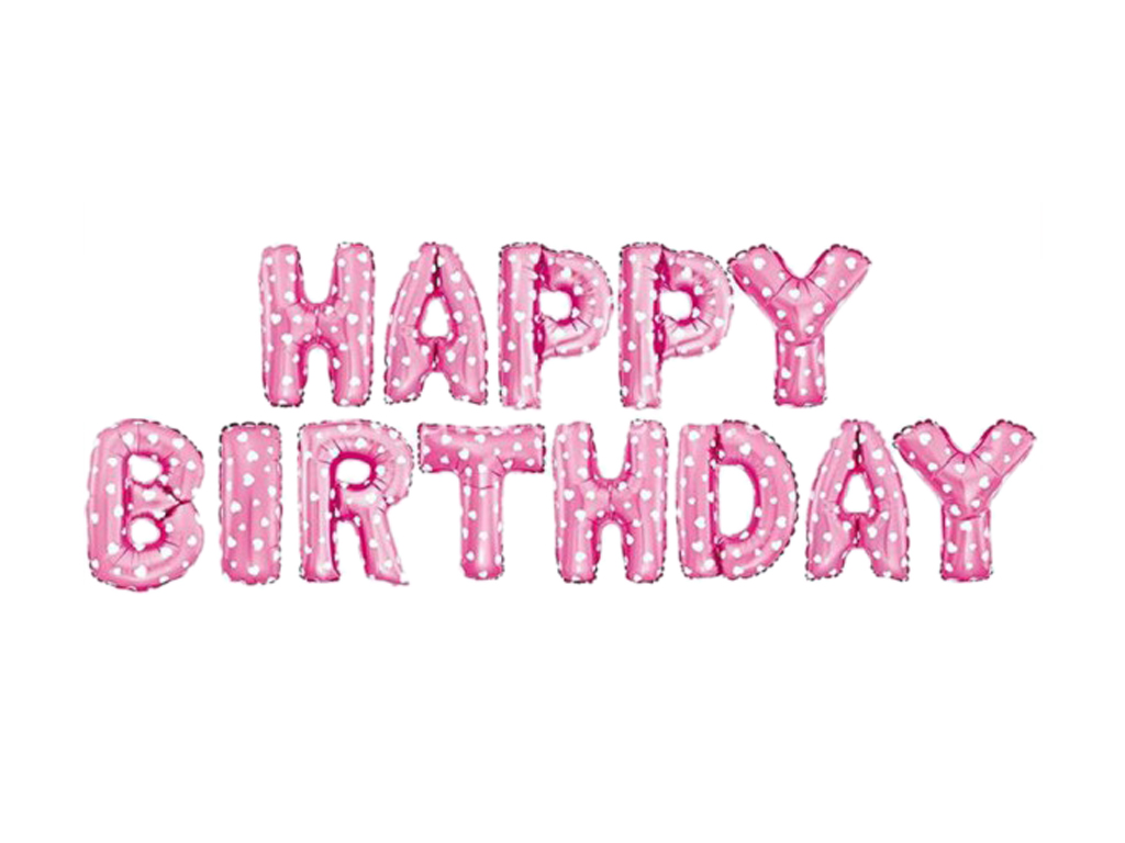 Набір фольгованих повітряних кульок розових Happy Birthday. MegaZayka 2001