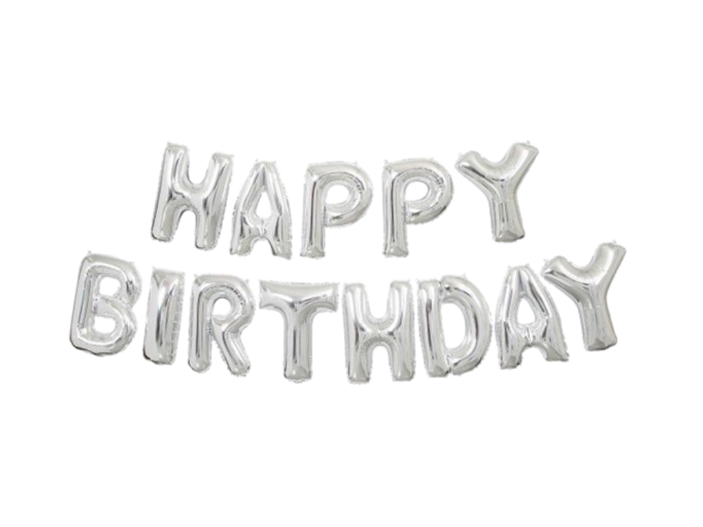 Набір фольгованих повітряних кульок срібних Happy Birthday. MegaZayka 2001