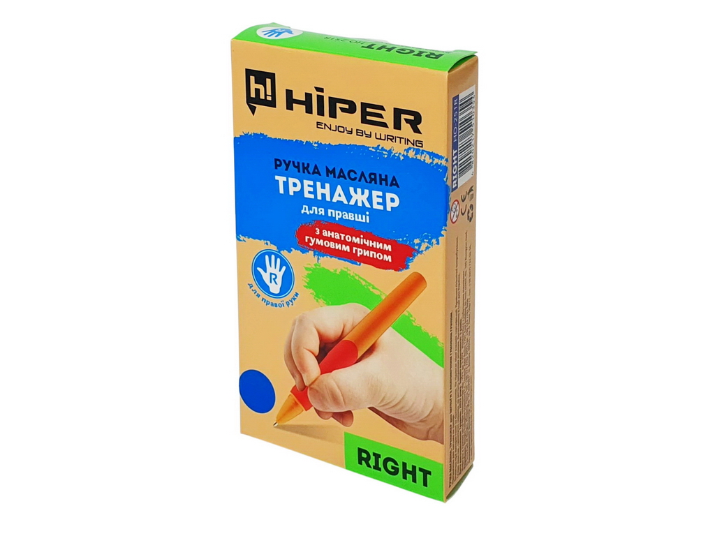 Ручка масляна-тренажер для правші. Hiper HO-251R. 0.7мм. Колір синій