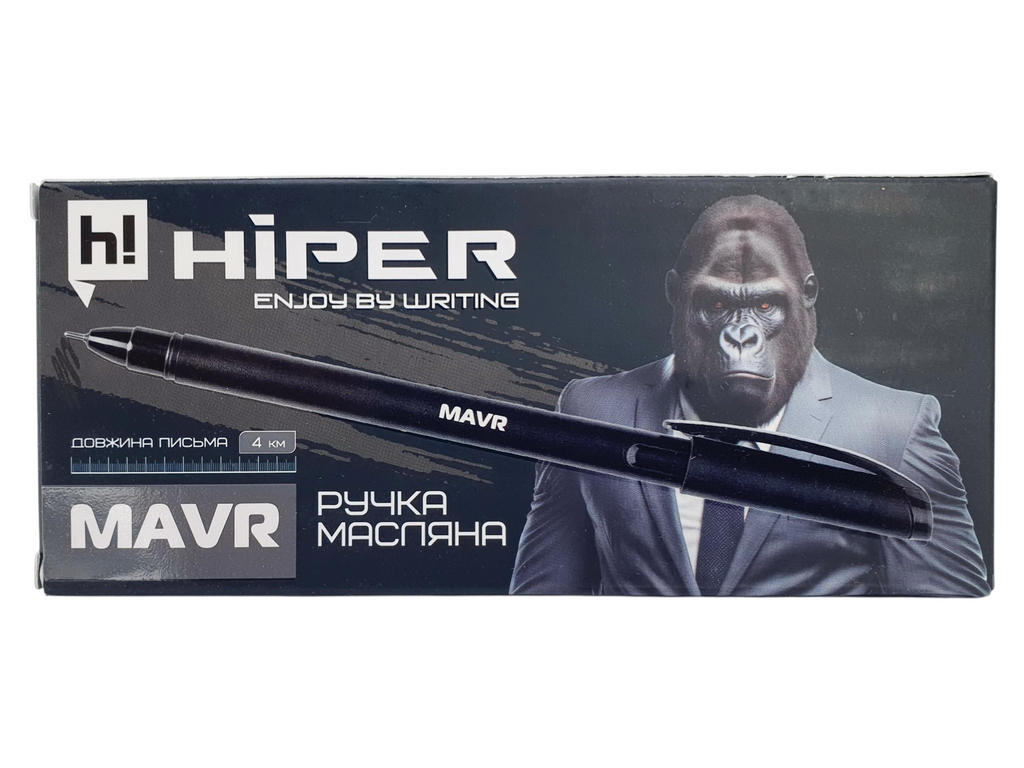 Ручка масляная Hiper Mavr 4 км с черными чернилами, 0,7 мм