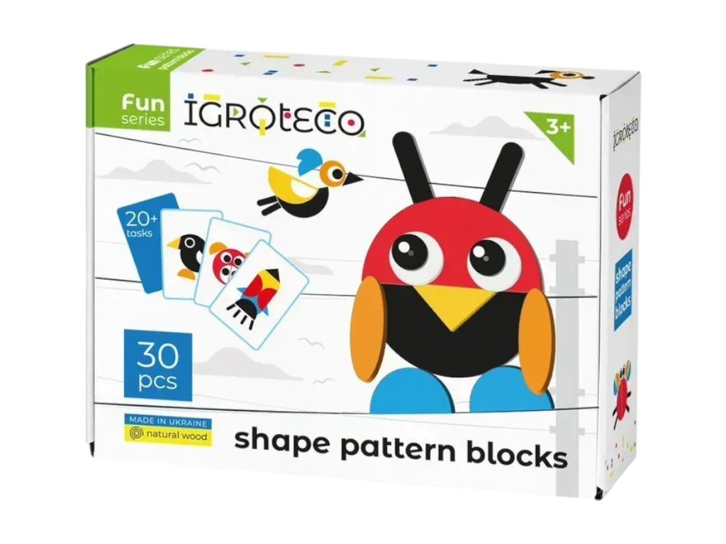 Мозаїка фігурна з дерева для дітей, 30 елементів, Igroteco