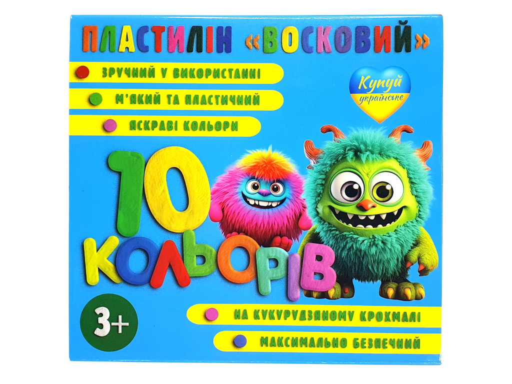 Пластилін восковий, 10 кольорів, Jumbi
