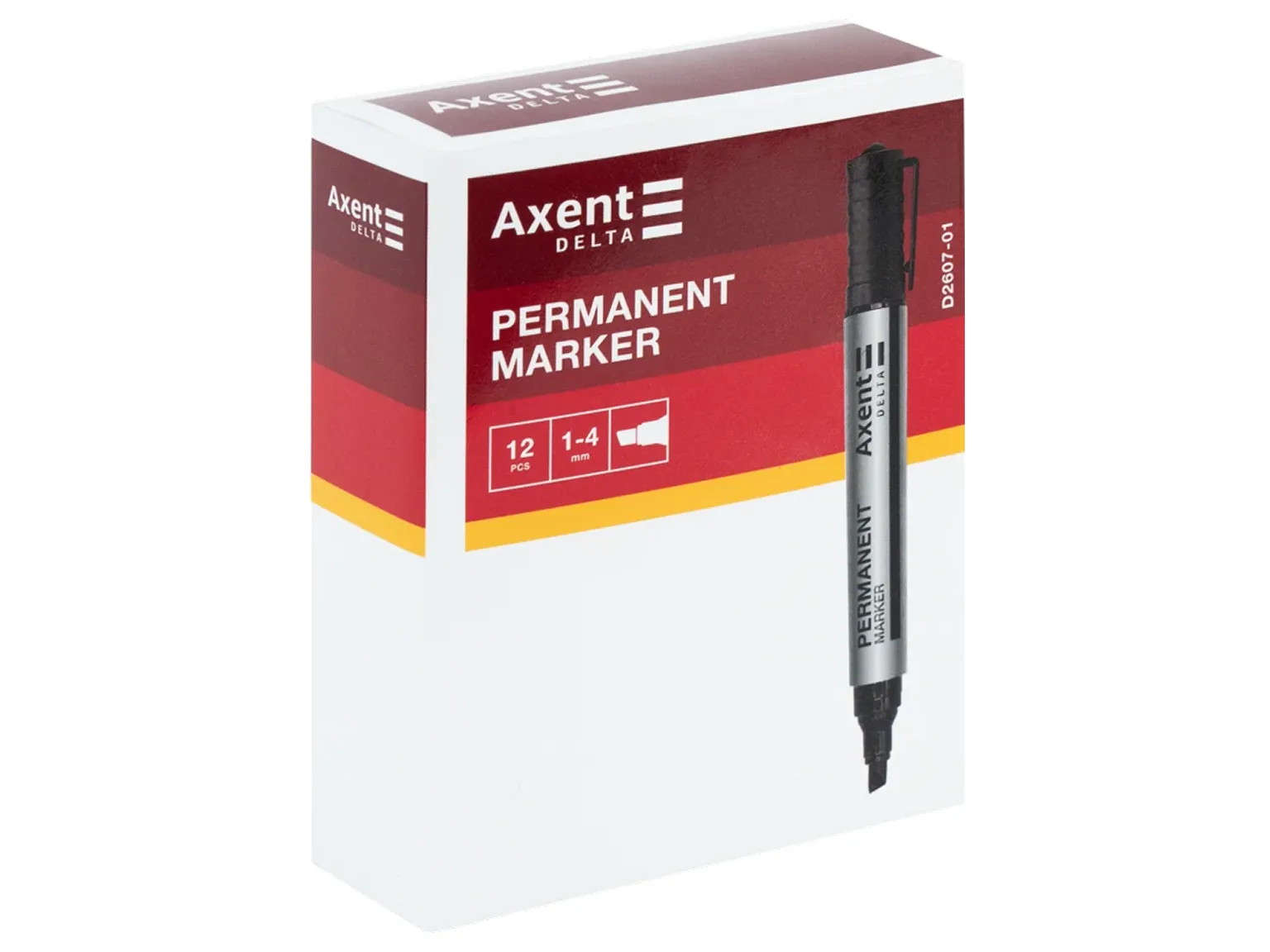 Перманентный маркер, Axent Delta Permanent Standard D2607, клиновидный, черный