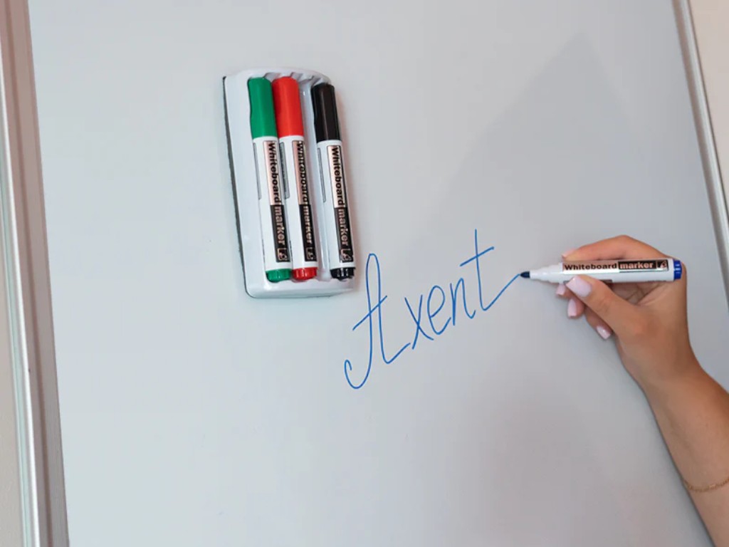 Маркер для дошок Axent Delta Whiteboard, набір 4 кольори + магнітна губка-тричач