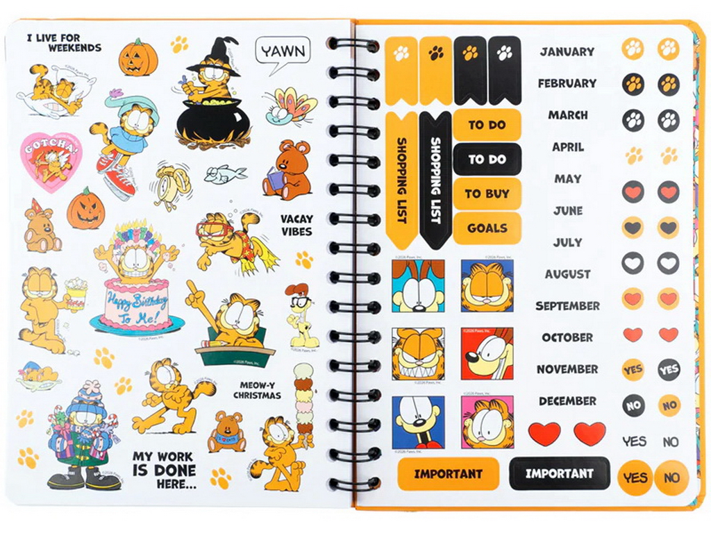 Дневник-планер на спирали Kite Garfield GF26-438