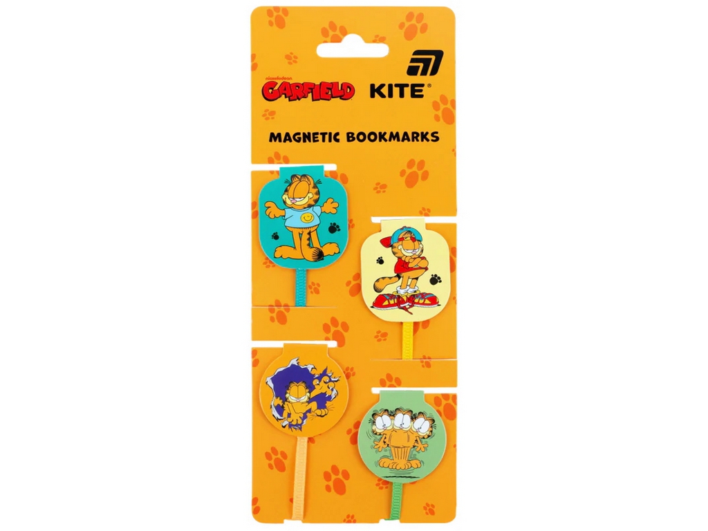 Набор магнитных закладок-ляссе Garfield, 4 шт., Kite
