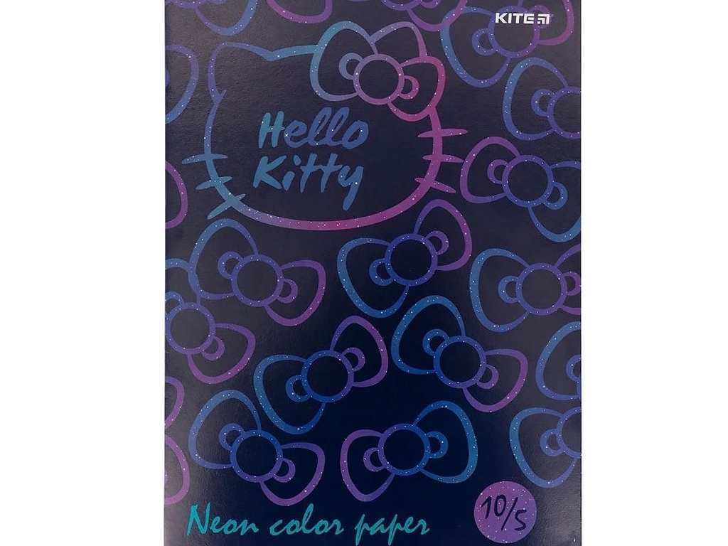 Папір кольоровий неоновий Hello Kitty А4, 10 аркушів, 5 кольорів, Kite