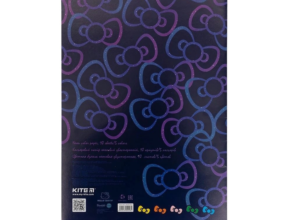 Папір кольоровий неоновий Hello Kitty А4, 10 аркушів, 5 кольорів, Kite