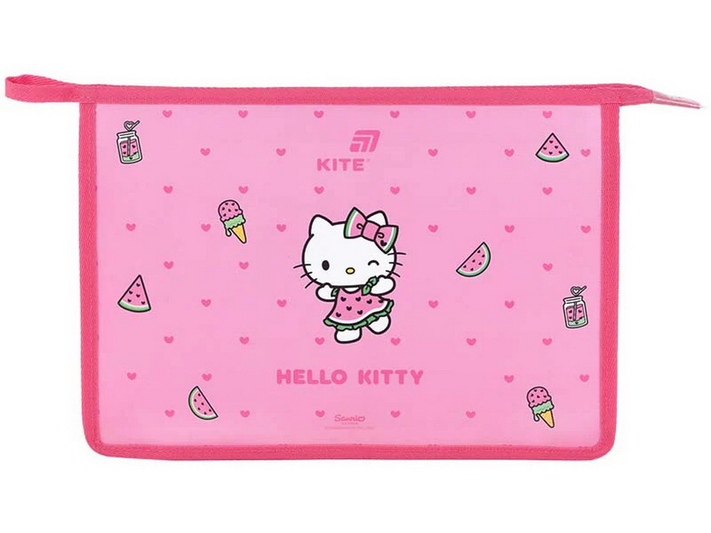 Папка на молнии Hello Kitty, А4+, с расширением, Kite