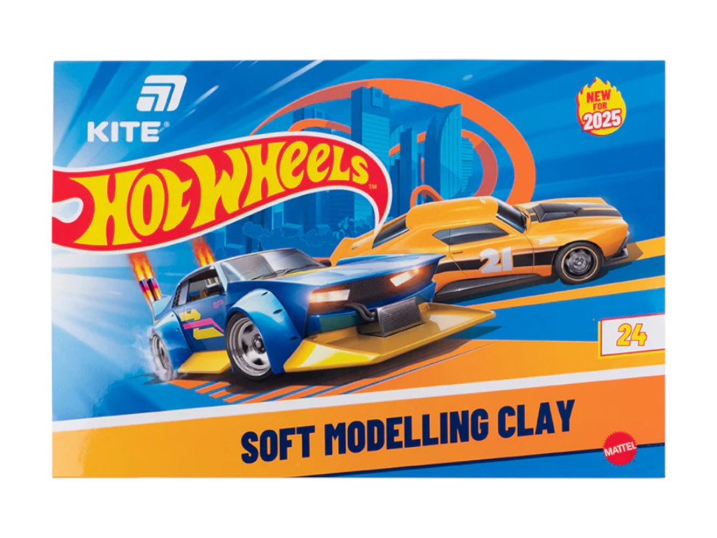 Пластилін восковий Hot Wheels HW25-089, 24 кольори, Kite