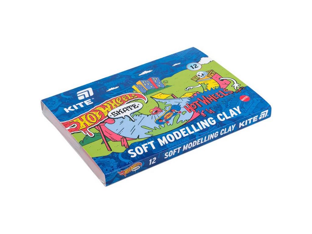 Пластилін восковий 12 кольорів, 240 грам, Hot Wheels, Kite