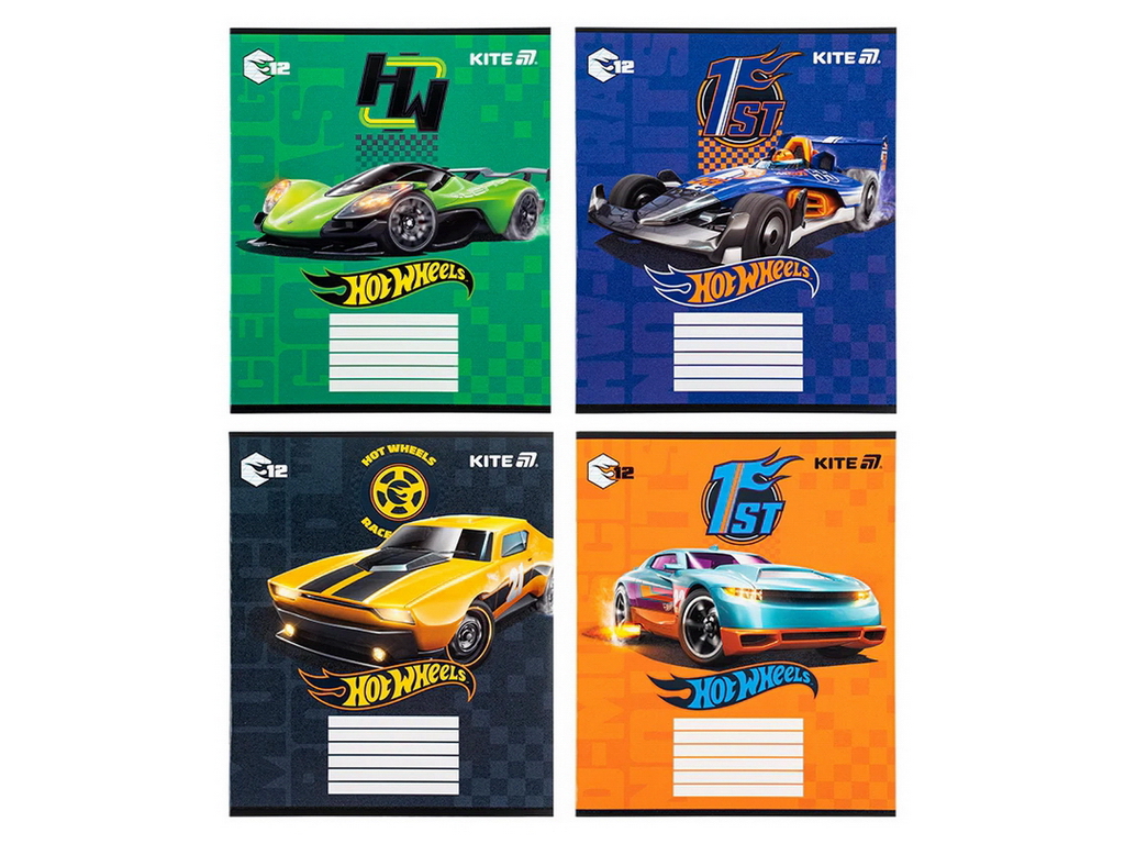 Тетрадь в косую линию на 12 листов, Hot Wheels (цена за 1шт)