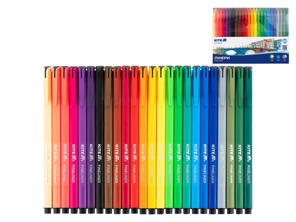 Лінери тонкі Kite Creative K-1165, 24 кольори, лінія 0,4 мм, Kite