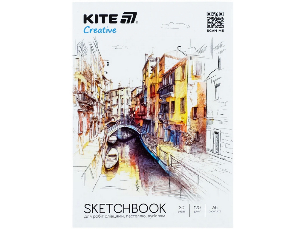 Скетчбук A5 для карандашных работ, Kite Creative K-1277, 30 листов
