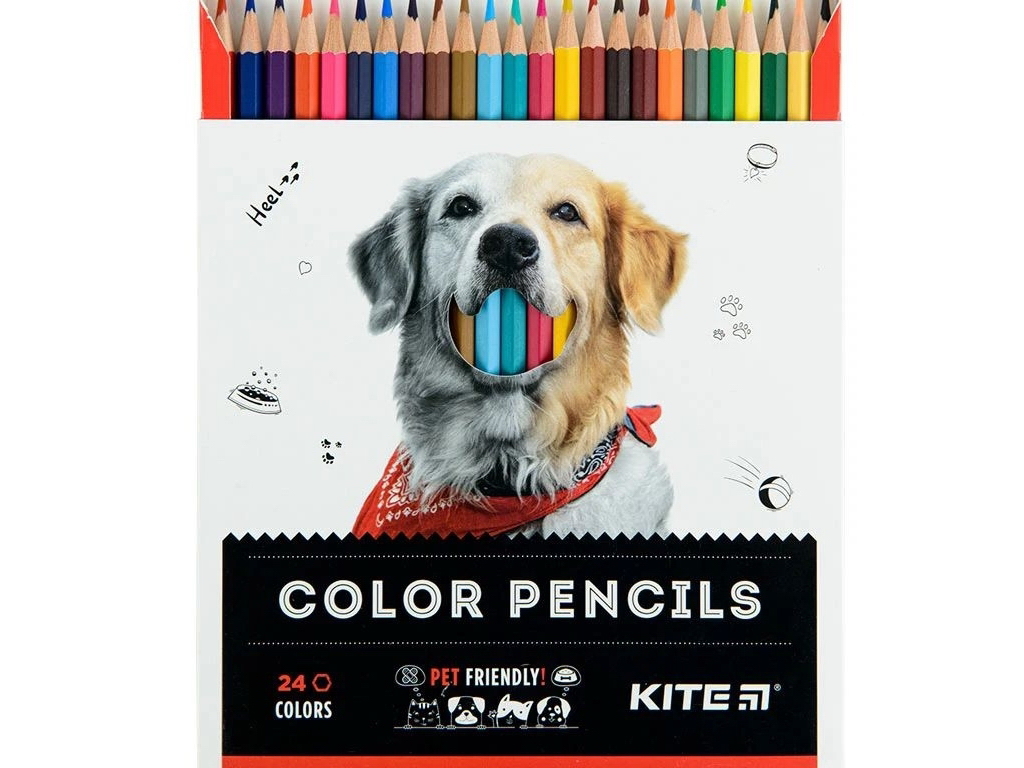 Карандаши цветные Dogs 24 шт, Kite