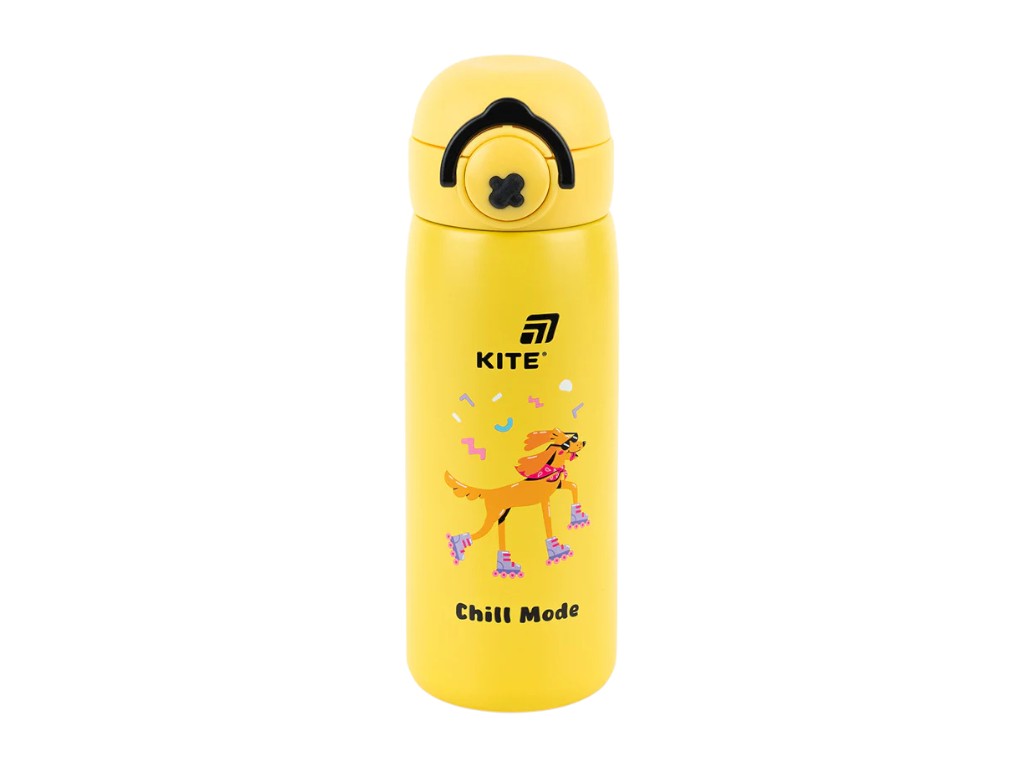 Термос з кнопкою Kite K25-1221-2 430 мл жовтий, з поїльником, Kite
