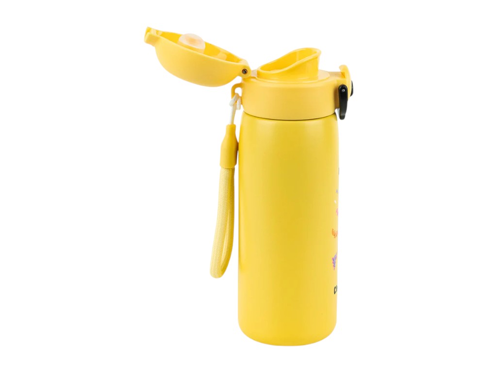 Термос з кнопкою Kite K25-1221-2 430 мл жовтий, з поїльником, Kite