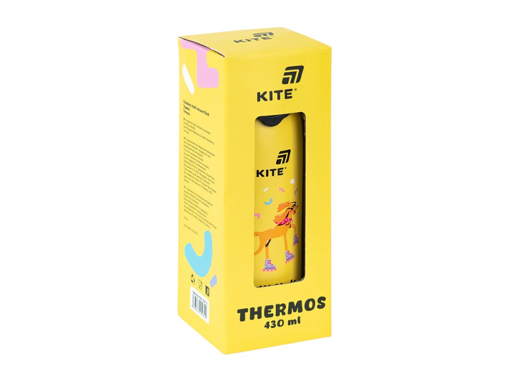 Термос з кнопкою Kite K25-1221-2 430 мл жовтий, з поїльником, Kite