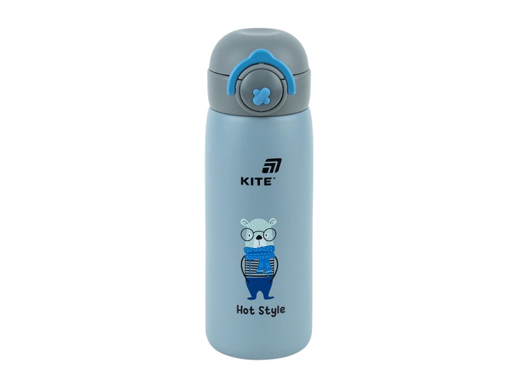 Термос с кнопкой Kite K25-1221-3 430 мл серый, с поильником, Kite