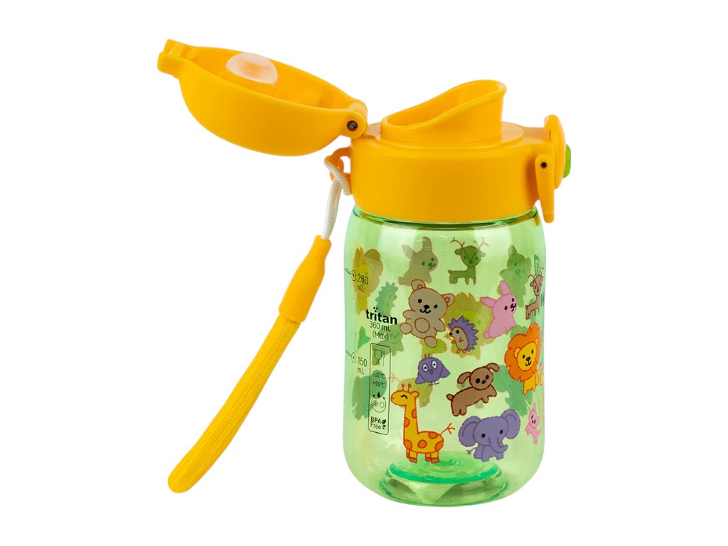 Пляшка для води дитяча Zoo Kite K25-1235-3, 360 мл, зелена, із сіточкою-фільтром, Kite