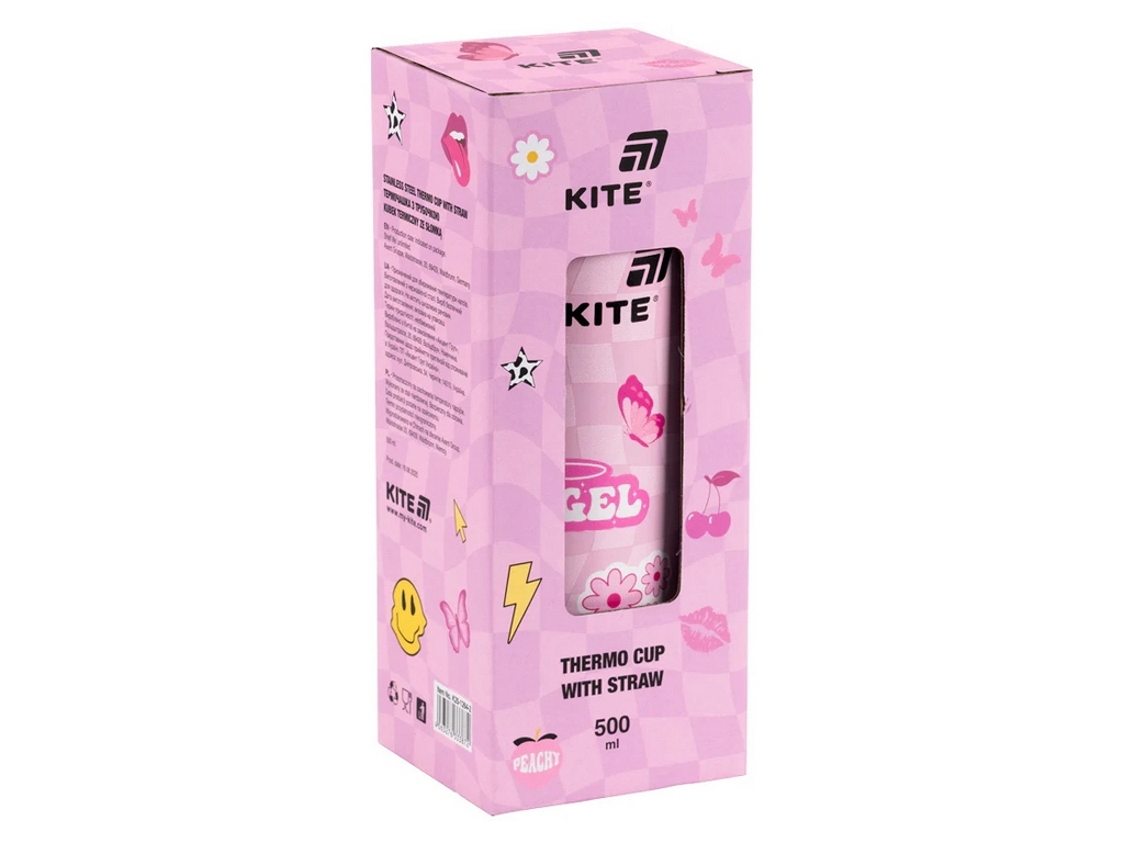 Термочашка с трубочкой 500мл Angel Kite K25-1264-2