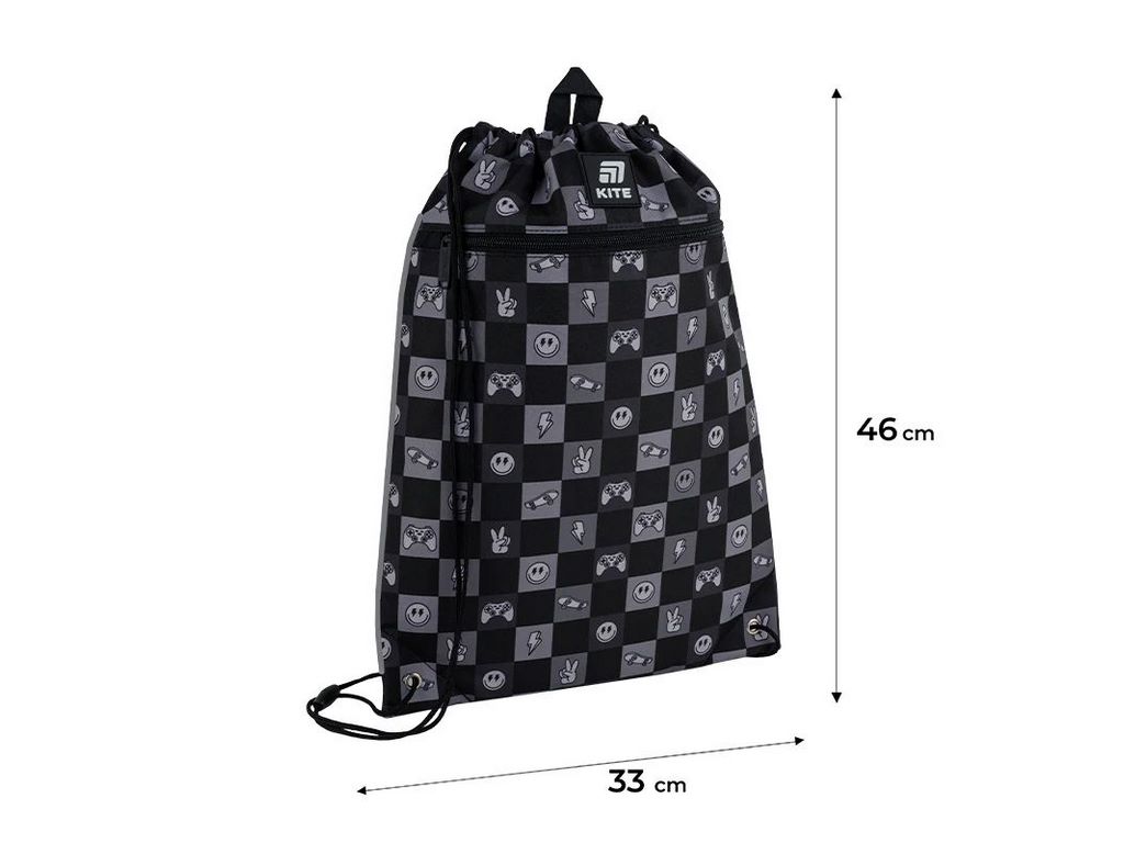 Сумка для взуття зі шнурками Game On K25-601M-4, 46×33 см, затяжка шнурком, Kite
