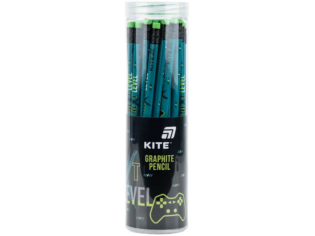 Карандаш графитный с резинкой трехгранный HB Kite Next Level K26-046-2