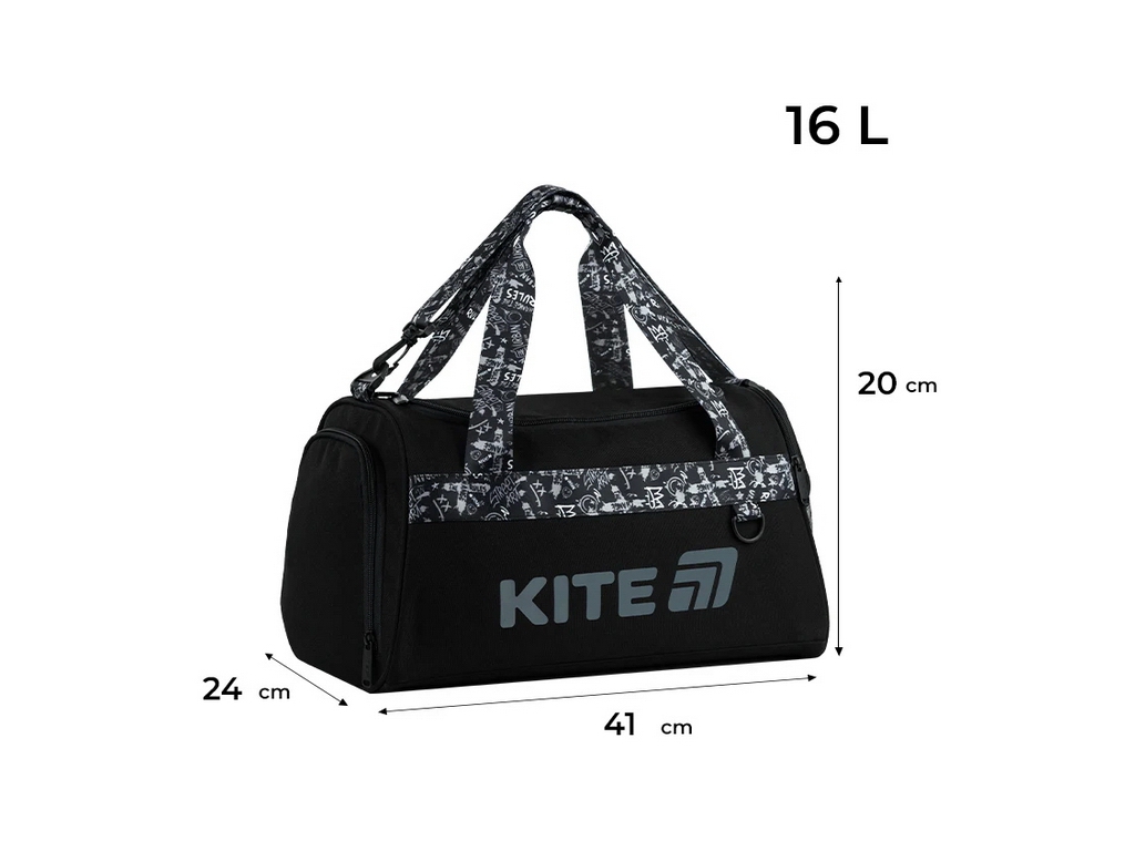 Сумка спортивна шкільна No Rules K26-2505-2, 20x41x24 см, відділення для взуття, Kite