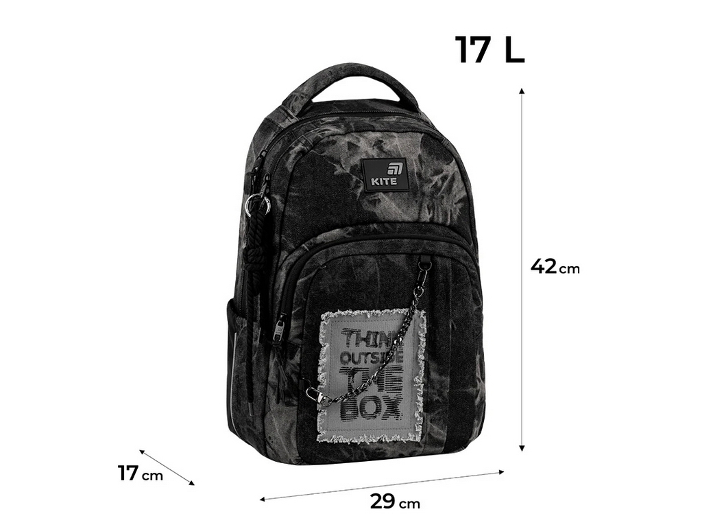 Рюкзак шкільний ортопедичний Kite Education teens Denim Core, 42 см, світловідбивні елементи