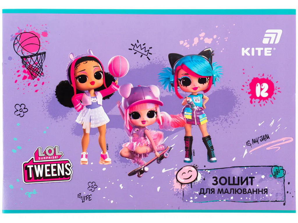 Альбом для рисования LOL Kite LO26-241, 12 листов, микс видов, цена за 1 шт
