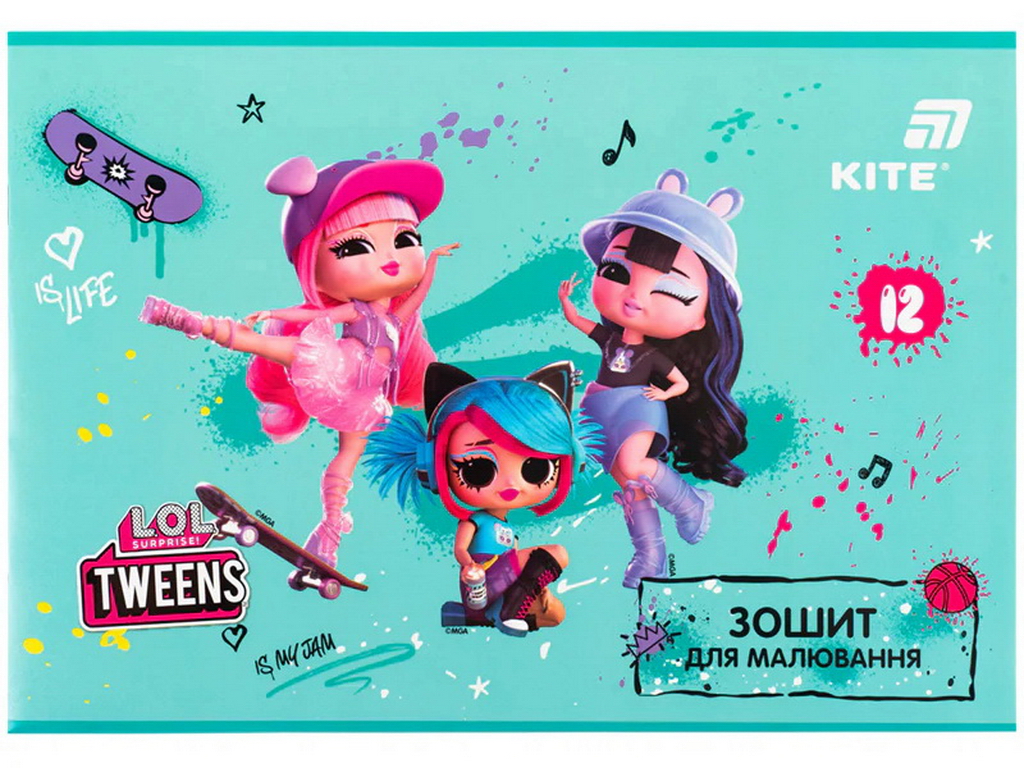 Альбом для рисования LOL Kite LO26-241, 12 листов, микс видов, цена за 1 шт