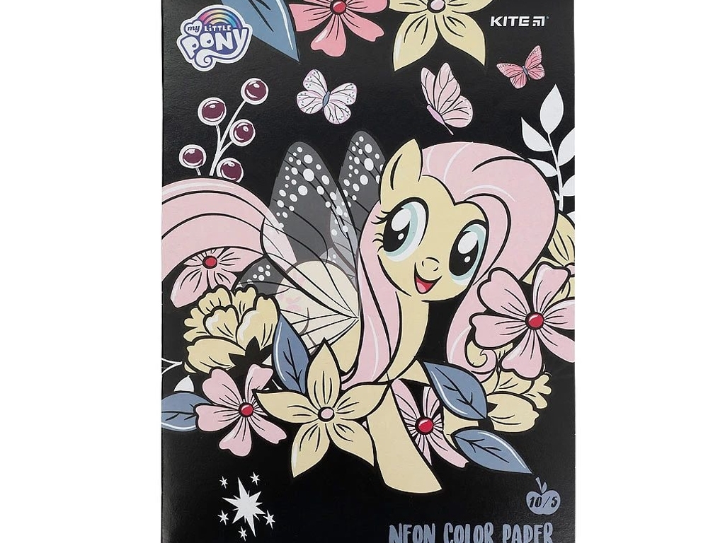 Папір кольоровий неоновий My Little Pony А4, 10 аркушів, 5 кольорів, Kite