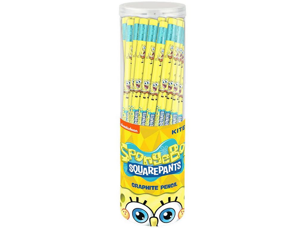 Карандаш графитный трехгранный с резинкой, SpongeBob SquarePants, Kite