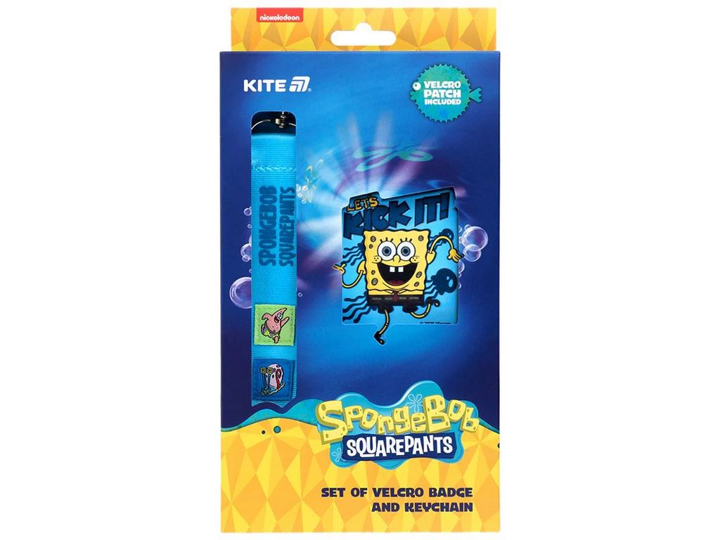Набір бейдж на липучці та підвіска, 2 штуки, SpongeBob SquarePants, Kite