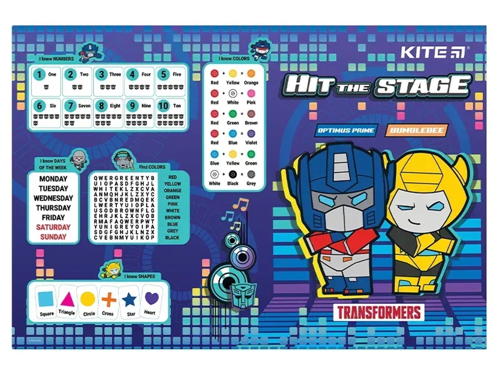 Підкладка настільна Kite Transformers TF22-207, 42,5x29см