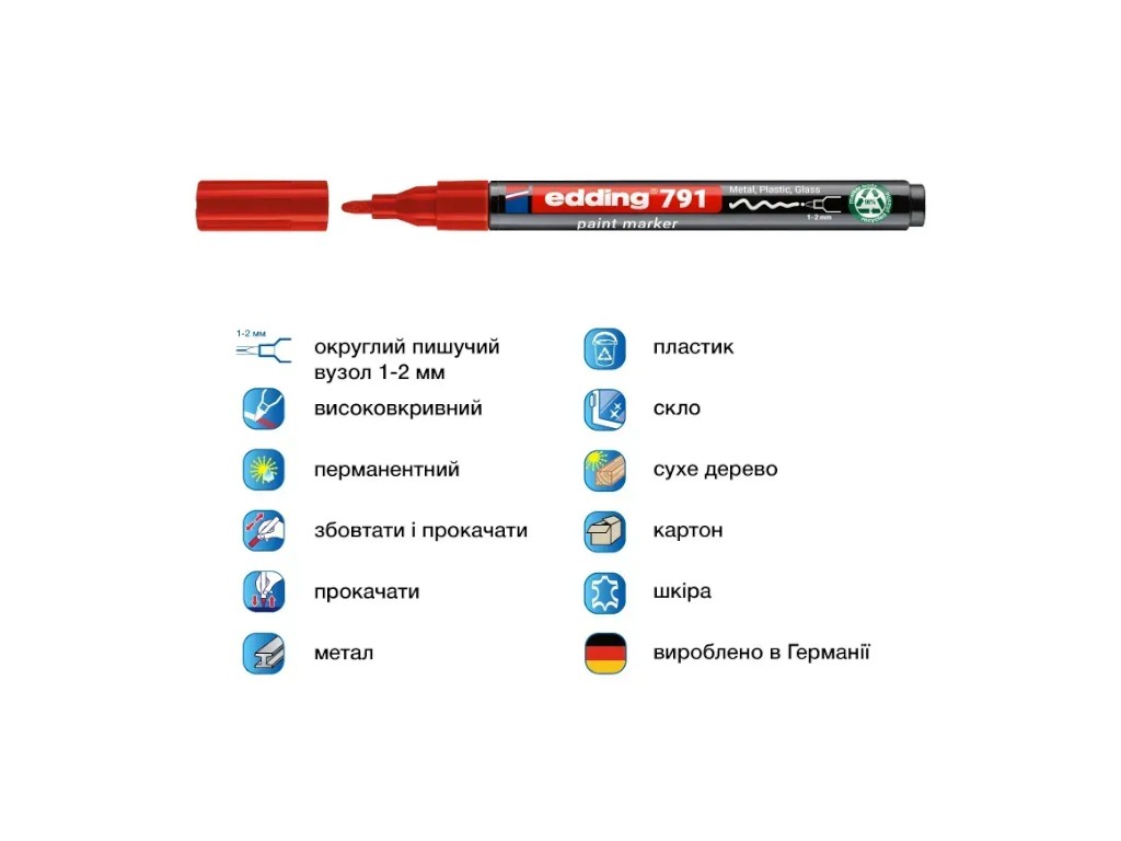Маркер Edding Paint круглий червоний 1-2 мм, e-791/02n