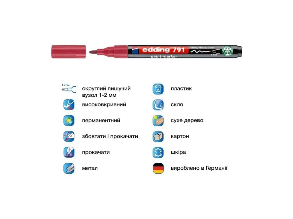 Маркер Edding Paint круглий рожевий 1-2 мм, e-791/09n
