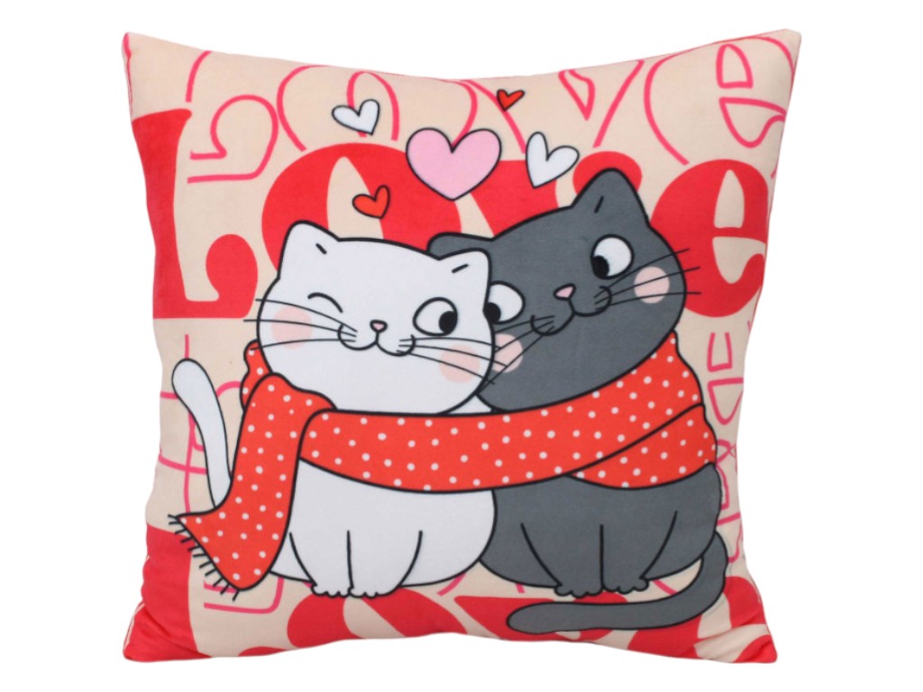 М'яка іграшка подушка Закохані котики, розмір 28x28x8 см, Копиця 00387-73