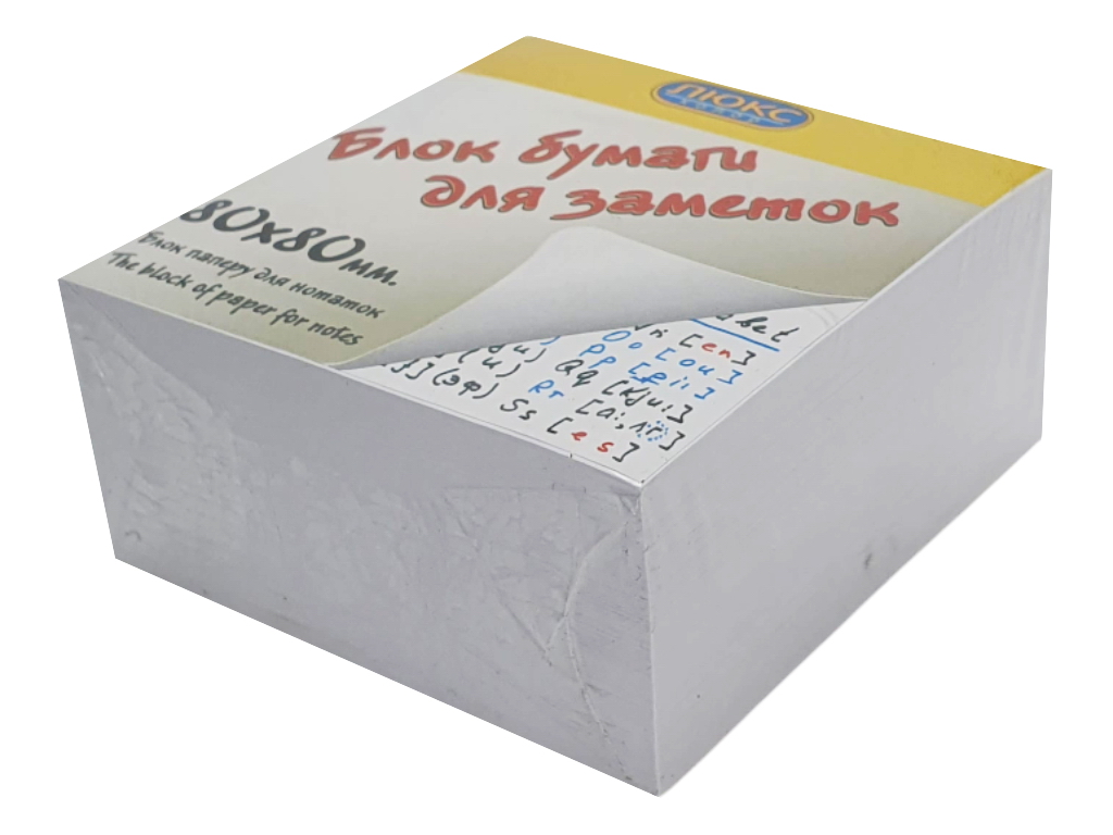 Блок БІЛИЙ неклеєна 80х80x40 мм. Люкс Колор 80-40БН