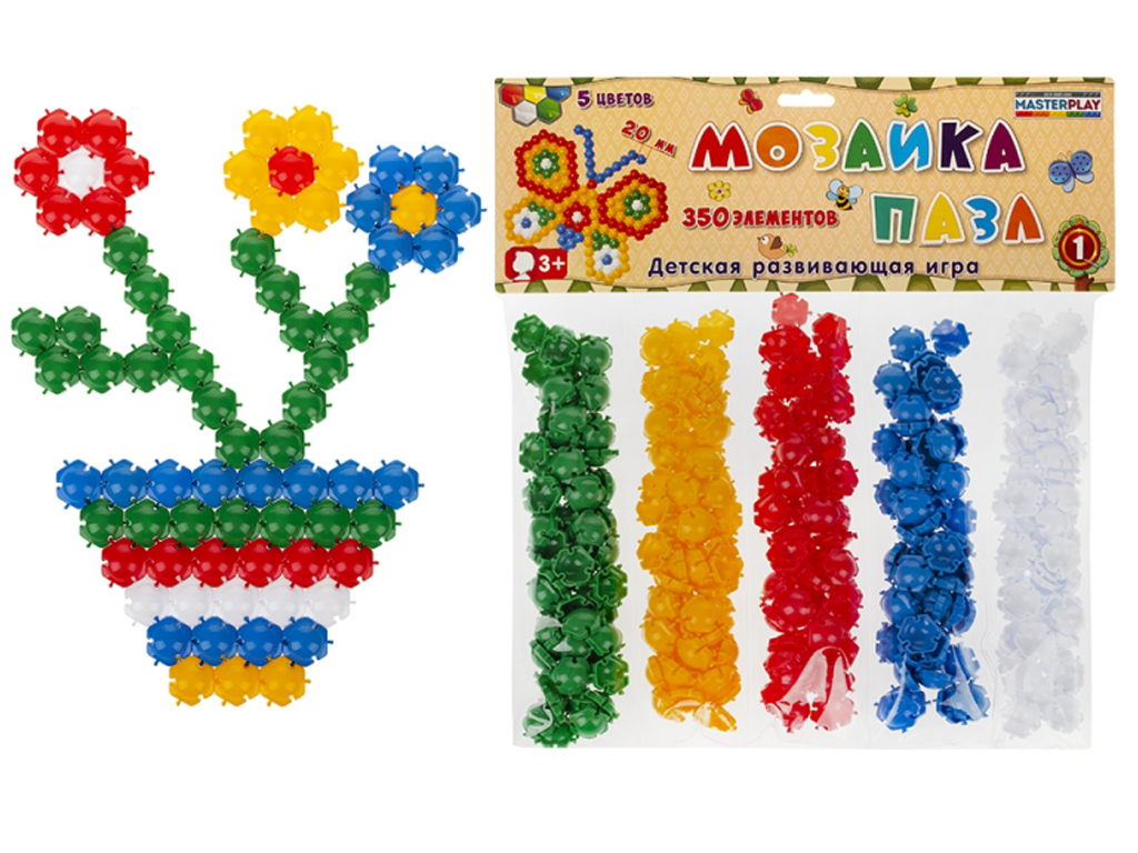 Мозаика пазл для сборки фигур №1, 350 деталей, 20 мм, Masterplay